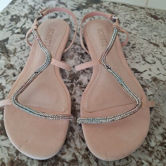 Schutz rosa pink suede sandals size 7B - Picture 1 of 8